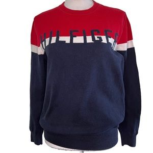 Tommy Hilfiger Classic Sweater Crew‎ Neck Pullover Red White Navy Colorblock